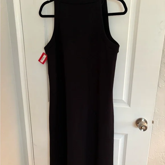 Spanx AirEssentials Side Stripe Tank Midi Dress Very Black Sleeveless Size L NWT - Picture 8 of 8
